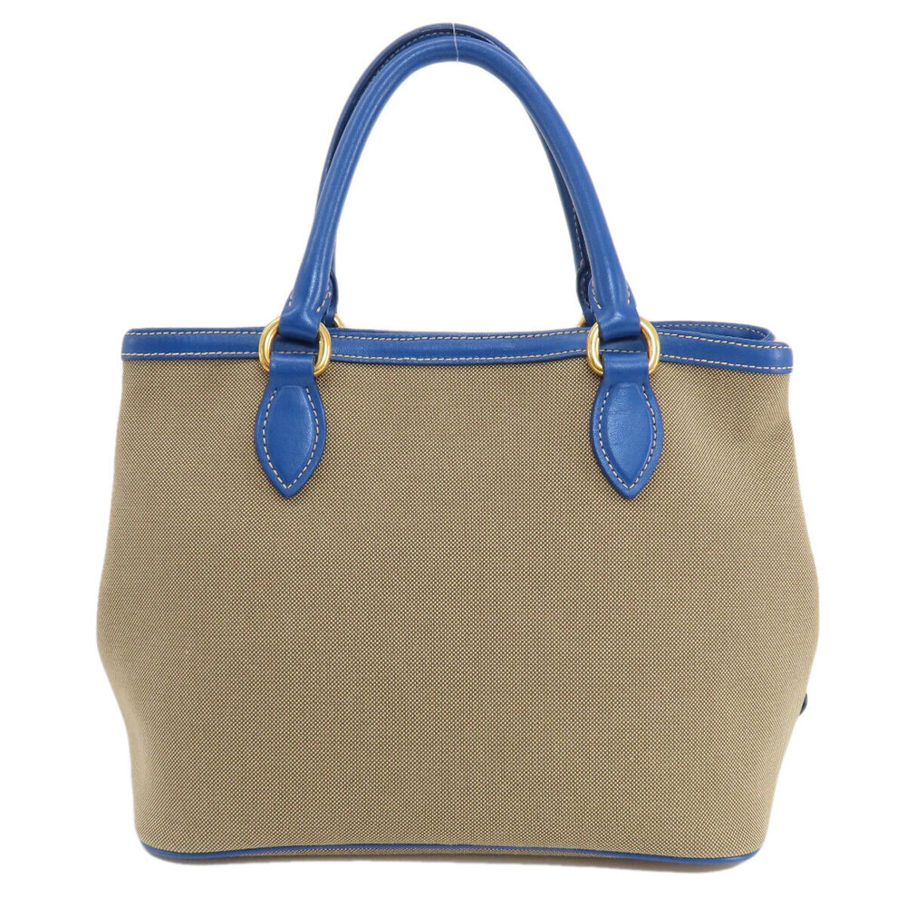 Prada beige blue Logo 2way Jacquard Handbag Tan Blue